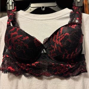 Frederick's of Hollywood Black and Red Lace Bra
